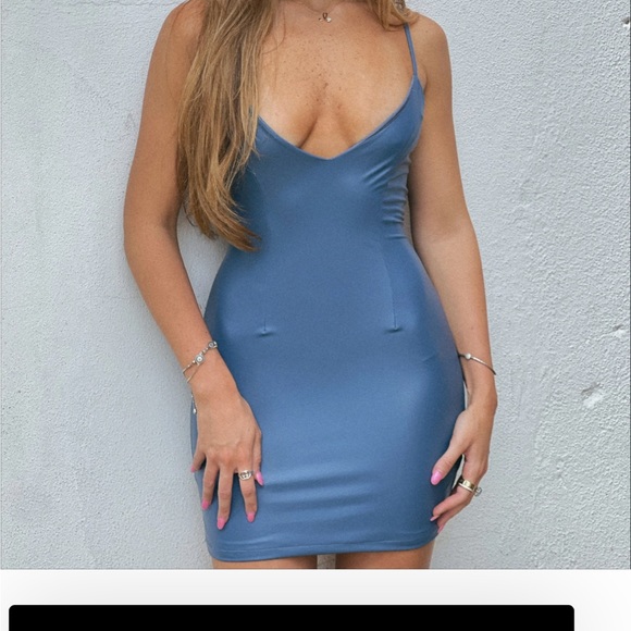 Faux Leather Open Back Dress - Picture 2 of 6